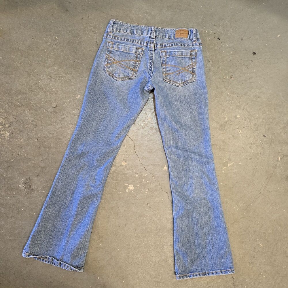 Aeropostale Jeans Womens 1/2 Hailey Skinny Flare Low Rise Light Wash Denim